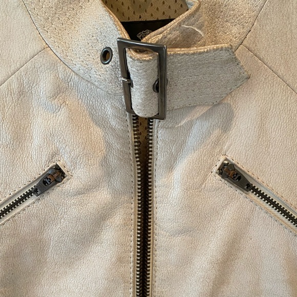 Versace Leather Jacket Off white color with zippers - Picture 5 of 16